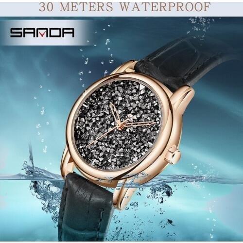 SANDA Fashion Full Rhinestone Watch Woman Top Brand Luxury Quartz Women Watches Fashion Ladies Watch Female Clock Montre Femme