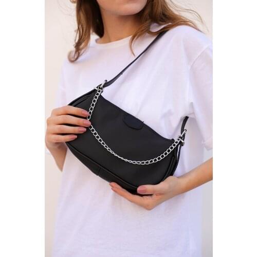 Satin Fabric Baguette Bag Black 2021