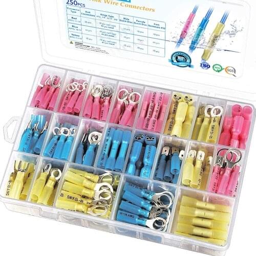 Heat Shrink Wire Connectors Waterproof Automotive Marine Electrical Terminals Kit Crimp Connector Ring Fork Spade Butt Splices