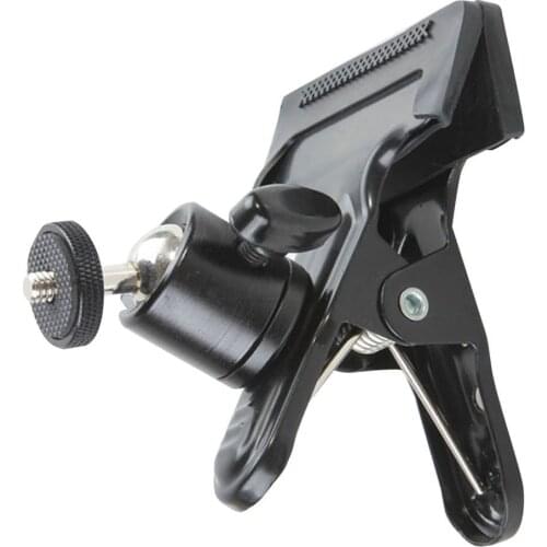 Universal Photography Light Stand Clip Camera Holder Metal Grip Clamp Mount with Standard Ball Head 1/4 Screw For Studio Camera
