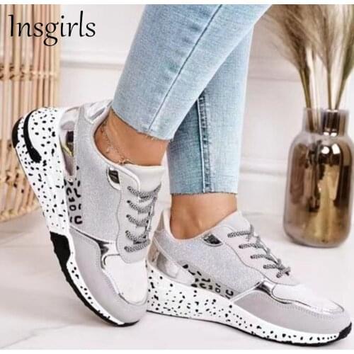 2021 New Sneakers Women All Seasons Daily Leopard Print Ladies Comfy Lace Up Sport Shoes 35-43 Large-Sized Vulcanized Shoes