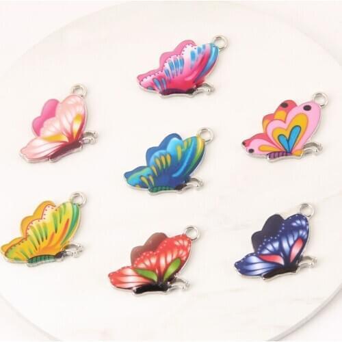 10pcs Butterfly Charms Colorful Enamel Flying Animal Pendants Punk Rock DIY Handmade For Women Gift Jewelry Making Accessories