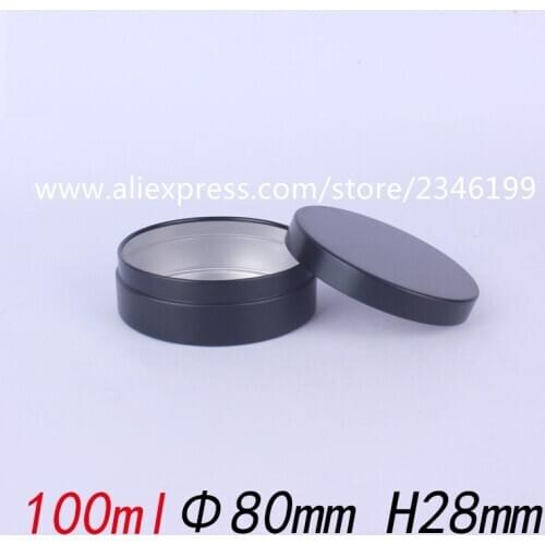 100G 100ML Matte Black Aluminum Jar Cosmetics Cream Pot Tin Cans Empty Metal Packing Container Press Cap, 50pcs/lot