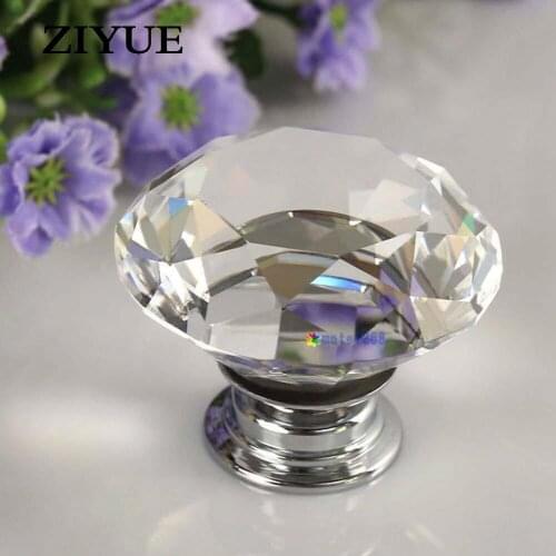 2pcs/lot Crystal Glass Door Knobs Drawer Cabinet Furniture Kitchen Handle Home Decor