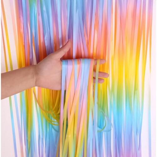 2 Bags 3x8 Feet Foil Curtains Rainbow Tassel Curtains Photo Background For Christmas Birthday Parties Wedding Suppliues