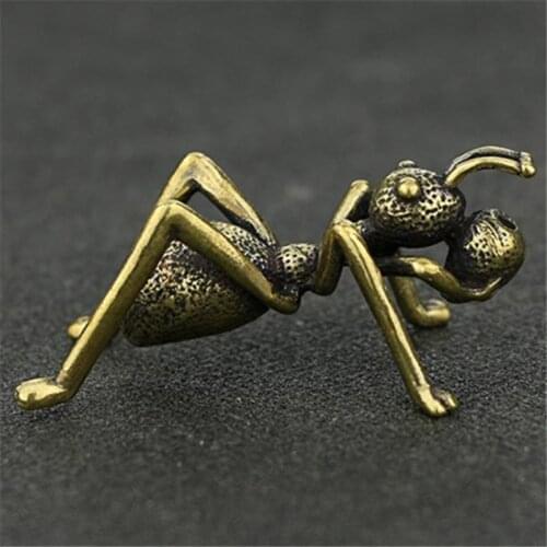 3D Brass Ants Casting Statue Mini Animal Metal Figurine Home Decor Desktop Crafts Sculpture Decoration Pendants Gifts