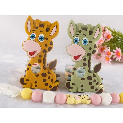 Kovict 5/10Pc Cartoon Giraffe Silicone Teether Food Grade Pendants DIY Pacifier Chain Necklace Accessories Baby Care Molar Toys