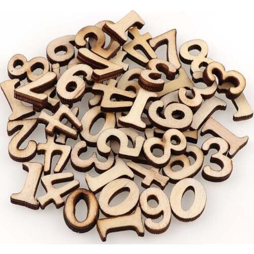 50PC DIY Blank Wooden Number Kids Birthday Party Supplies DIY Scrapbook Craft Wedding Decoration Hand-made Graffiti Buttons