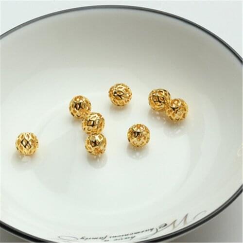 50 / PCS 18K gold coated hollow beads manual DIY jewelry accessories materials 4mm hollow beads