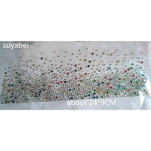 6pc/lot Multicolor skirt hem decor fixing rhinestones hot fix rhinestones motif iron on transfer applique patches for shirt bag