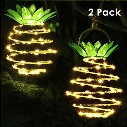 60led 2 PCs Solar Pineapple Lamp Lantern Copper Wire Lamp Garden Lawn Lamp solar garden light outdoor string lights fence