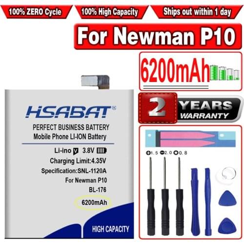HSABAT 6200mAh BL-176 Battery for Newman P10 Guophone XP9800 5.5" Waterproof IP68 MTK6739 Smartphone
