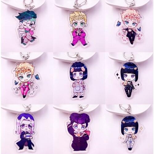 Anime JoJos Bizarre Adventure Acrylic Keychain Cartoon Jotaro Kujo Figure Keyring Gifts Key Holder Pendant Accessories Key Chain