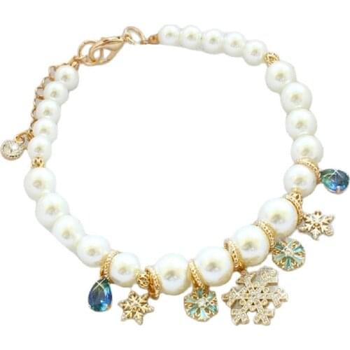 Free Shipping Pet Necklace Dog Accessories Exclusive Design Snow Queen Diamond Snow Pearl Cat Yorkie Terrier Poodle Maltese