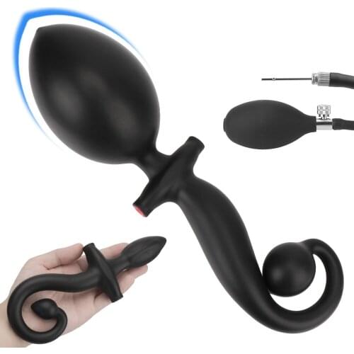 Sex Toy For Men Women Anal Expander Prostate Massage Adult Games Dog Tail Inflatable Anal Plug Big Butt Plug Dildo Pump
