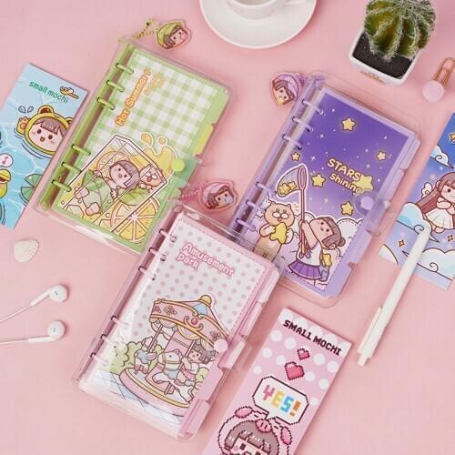 Kawaii A5A6 Binder Diary Notebook Journal Agenda Spiral Planner Organizer Transparent Loose-leaf Note Book DIY Notepad Cute