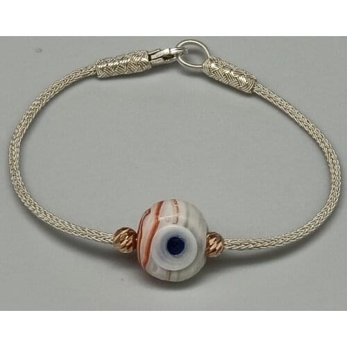 Trabzon Kazaz Wristband hand-knitted 1000 st silver with evil eye bead