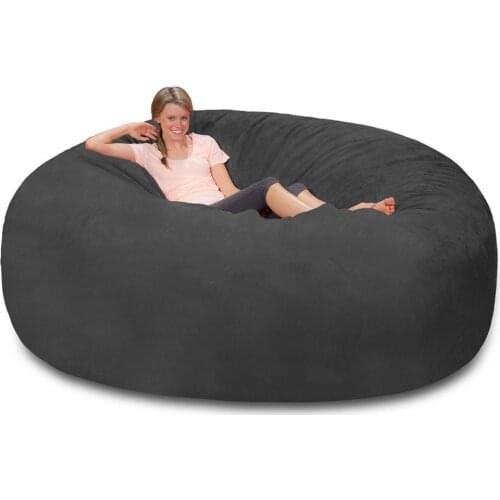 Dropshiping Giant sude soft bean bag sofa cover,living room furniture party leisure giant big Round Soft Fluffy Faux cushion