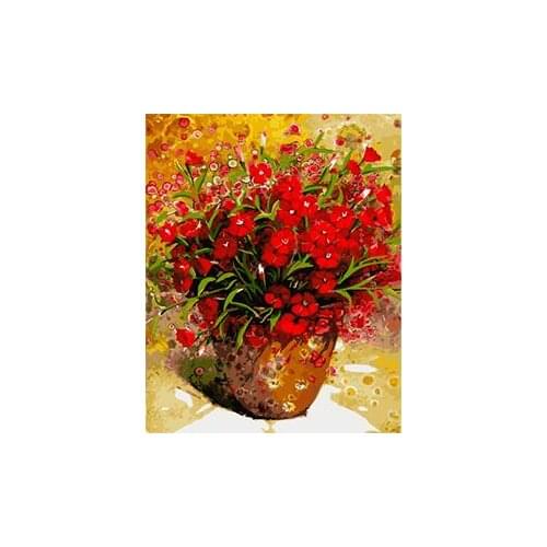 Cioioil-T761 Scarlet Flower DIY oil paintings by numbers on canvas wall art animal picture for bedroom decoration