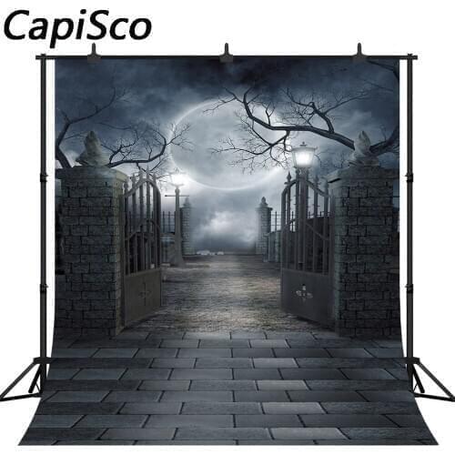 Capisco Photography Backdrop Halloween Mysterious Door Horror Nights Moon Masquerade Decoration Photo Background Studio Prop
