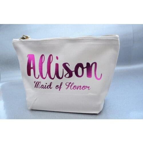 Customised name wedding bride tribe Bridesmaid maid of honor Makeup Gift Make Up comestic vanity Bags kits pouches party gifts