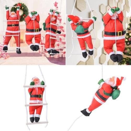 Creative Climbing Rope Ladder Parachute Santa Claus Doll Christmas Tree Hanging Ornament Xmas Holiday Party Decoration