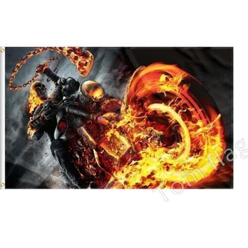 SKULL Flag Motorcycle Club Banner 3X5FT 150X90 CM Brass Metal Holes