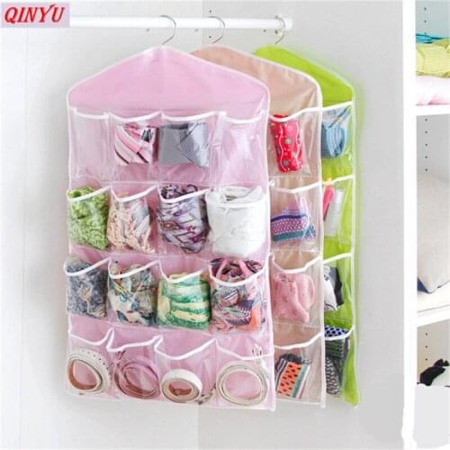 Multifunction Jewelry Socks Underwear Sorting Storage Bag 16 Grids Door Wall Hanging Closet Organizer Foldable Wardrobe 6zCF017