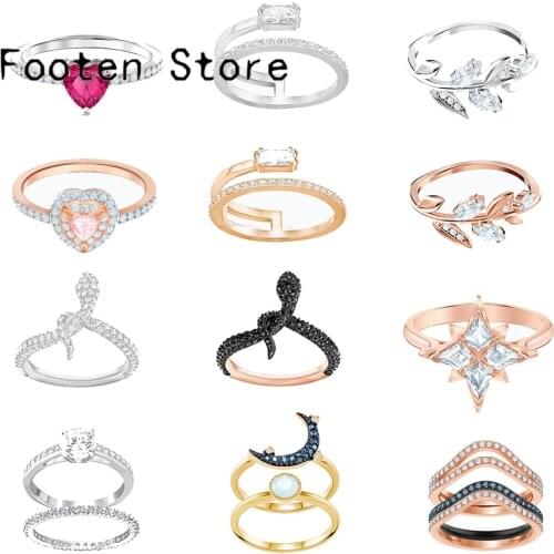 SWA Fine Fashion Jewelry High Quality Fashion Ring Magic Eye Bowknot Fox Bee Snowflake Butterfly Brick Twisted Ring For Women