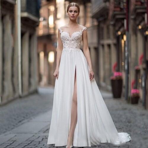 Cheap Wedding Dress 2021 Cap Sleeve Court Train Wedding Gowns China Lace A Line Bridal Dresses Applique Illusion Casamento