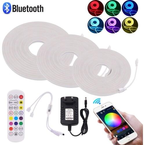 Neon Light RGB Neon Strip 3535SMD 96Leds/m Waterproof Neon Ribbon Tape DC12V Bluetooth Control Neon Sign Flexible Neon Tube