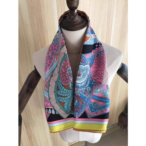 2020 new arrival winter autumn classic 100% silk scarf twill hand made roll 90*90 cm squareshawl wrap for women lady gift