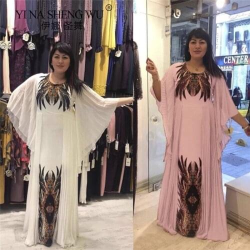 African Clothes for Women Plus Size African Print Maxi Dress Muslim Fashion Round Neck Dress Gown 2021 Spring Summer Clothing
