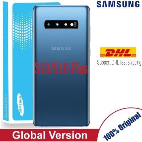 Original Back Glass for SAMSUNG Galaxy S10 S10 Plus S10+ Battery Cover with Glue + Camera Lens Global version