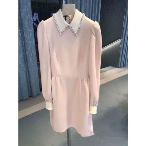 Lapels princess New diamond long sleeved dress