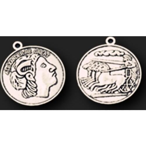 WKOUD 8pcs Silver color Alexander he great Charm Earrings Necklace DIY Jewelry round tablets Alloy Pendants A50