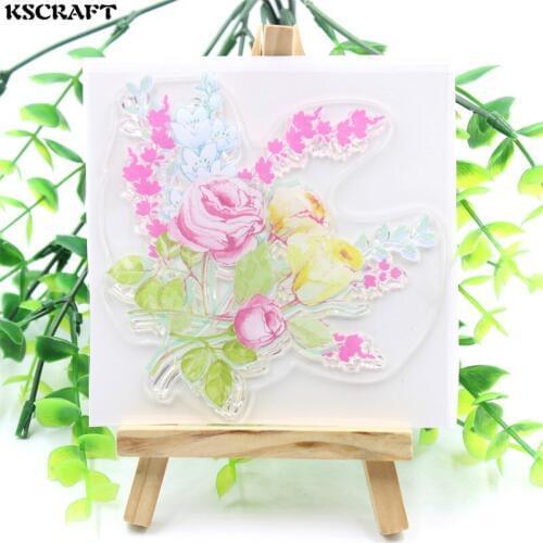 KSCRAFT Flower Transparent Clear Silicone Stamps for DIY Scrapbooking/Card Making/Kids Fun Decoration Supplies 168