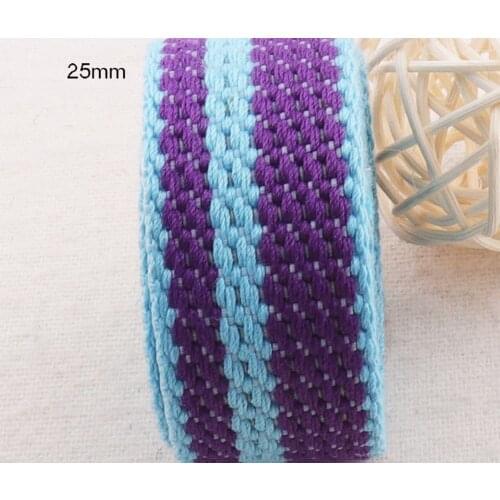 25mm Rainbow Cotton Webbing Purse Strap Handbag Ribbon Belt Tape Bag Straps Tote Supplies