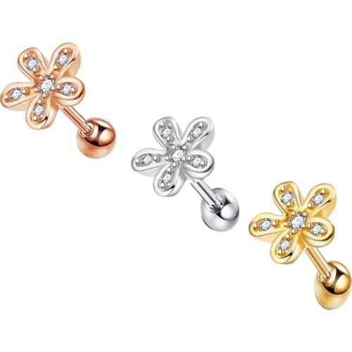 Crystal Ear Tragus Piercing Helix Lip Labret Plug Surgical Steel Daith Earrings Conch Piercing Cartilage Jewelry Nose Rings