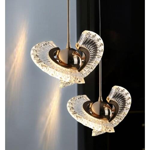 Modern Rotatable Pendant Lamp Chandelier Metal+Acrylic Hanging Fixture Bedside Living Room Bedroom Indoor Lighting Home Decor