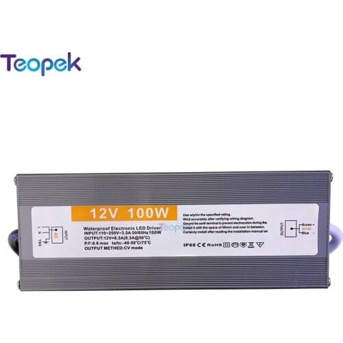 Ultra-thin IP67 Waterproof Power Supply AC To DC 12V/24V 60W 80W 100W 120W 150W 200W Switching Transformer