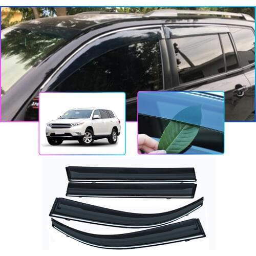 For Toyota Highlander XU40 XU50 XU70 2007-2019 Wind Guard Deflector in-Channel Window Tape-On Window Visor Deflector Rain Guard
