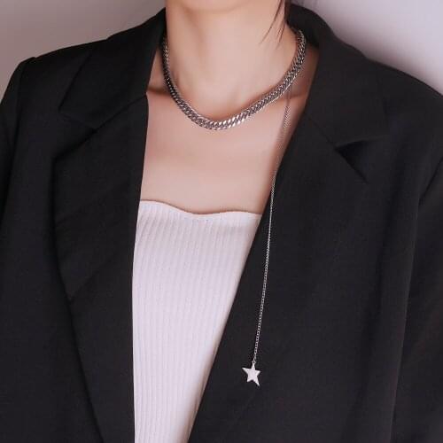 2021 Dark series thick chain necklace women fashion hip hop Street simple cool wind titanium steel sweater chain