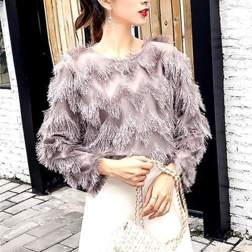 Womens Blouses O Neck Tassels Pink Tops Shirt Graceful Party Sexy Blouse Wave Nice Spring Girls Blusa Renda Femininas NS710