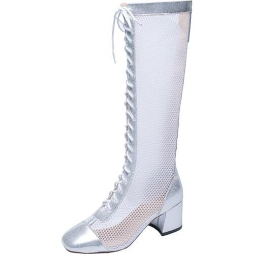 SunNY Everest women sandals 2021 New net lace up summer cool boots hollow long boots 34-39