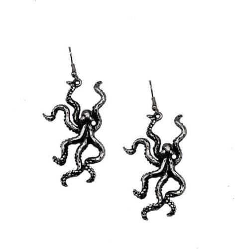 New Dark Big Octopus Goth Drop Earrings Ocean Troll Animal Dangle Earrings For Women Gift Halloween Jewelry Punk Brincos 11 11