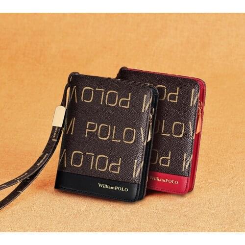 Womens wallet Short Black Red Mini Purse small folding womens coin pocket card holder