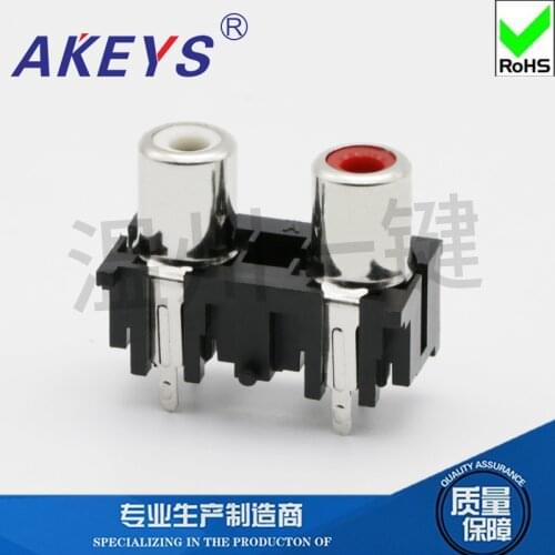 10pcs AV2-8.4-6 AV with core socket RCA seat two holes PCB welding type Audio video Lotus seat