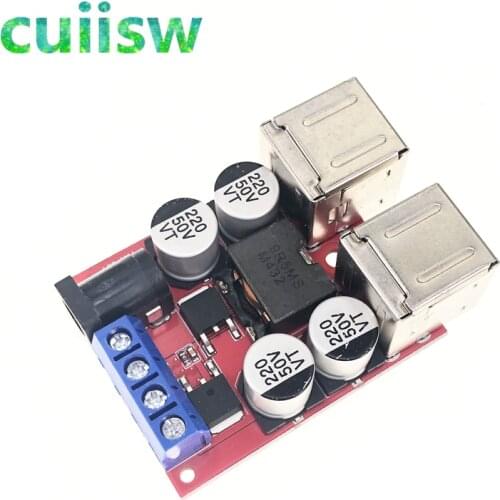 4-USB Port Battery Charging Module DC-DC Step Down Power Transformer Voltage Regulator 8V-35V to 5V 8A Power Supply for Auto Car