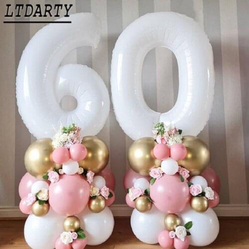 40 Inch White Childrens Birthday 1-9 Years Old Pink Avocado Green Metal Gold Latex Balloon Stand White Balloon Golob